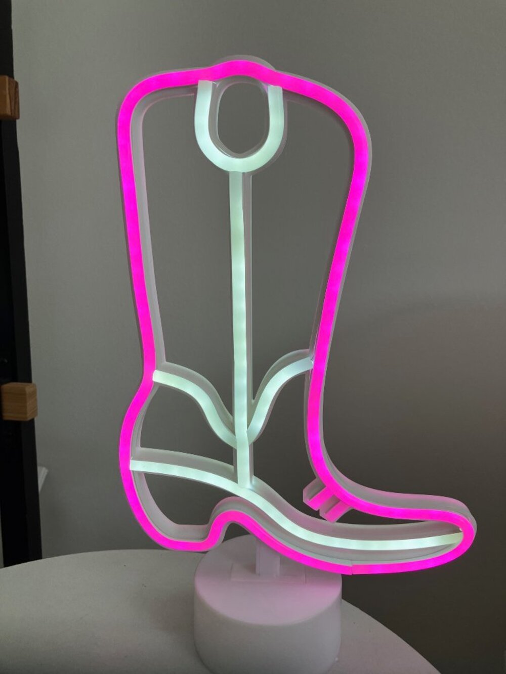 Used Boot Light White with Pink Light 12"H x 7.5 W (heel to toe)